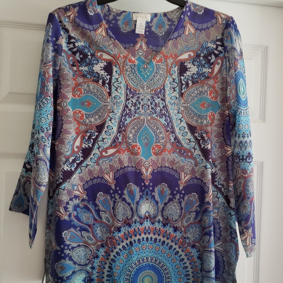 Chicos Multi Colored Pullover Top Size 1 - Picture 1 of 5